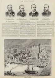 Der Bau der Tower Bridge, London